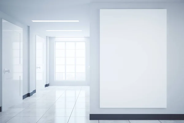 Sala con striscione bianco — Foto Stock