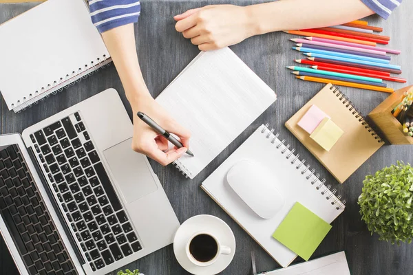 Female doing paperwork top — Stock Photo, Image