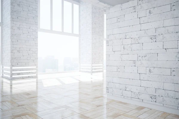空白の壁とれんが造りのモダンなインテリア — ストック写真