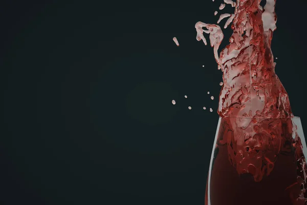 Spritzender Rotwein auf dunklem Hintergrund — Stockfoto