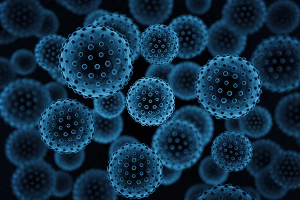 Fondo del virus azul. Renderizado 3D — Foto de Stock