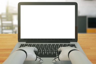 Beyaz dizüstü kullanarak robot