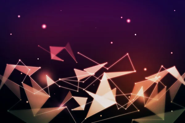Fond violet créatif avec motif polygonal. Concept de réseautage. Rndering 3D — Photo