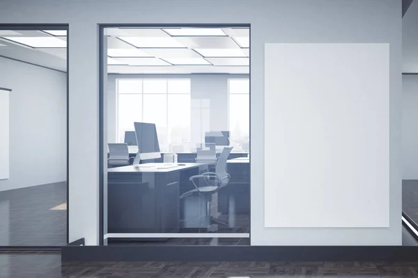 Modern office with empty banner — Stock Photo, Image