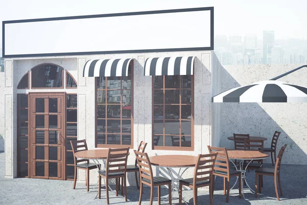 Café exterior con banner vacío — Foto de Stock