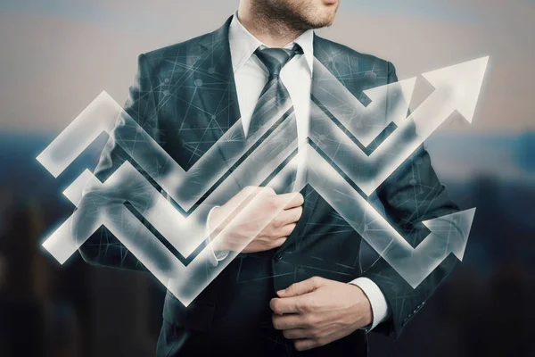 Businessperson with arrows — Stock Photo, Image