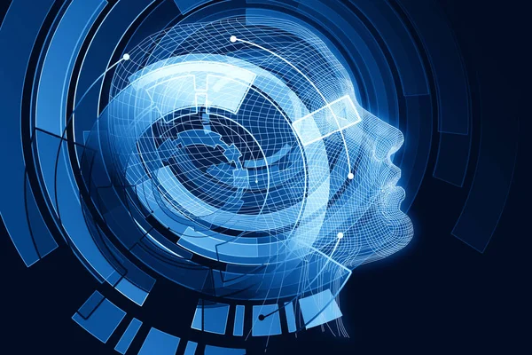 Robot con cervello digitale blu — Foto Stock