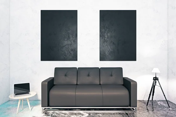 Interior with sofa and chalkboards — Stock Photo, Image