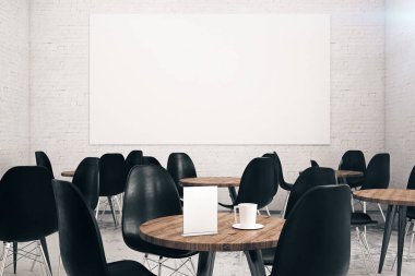 Billboard beyaz tuğla kafe