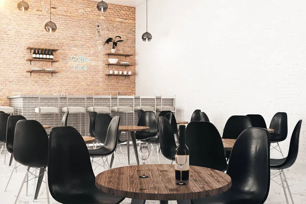 Cafe with wine and empty wall — Stock Photo, Image