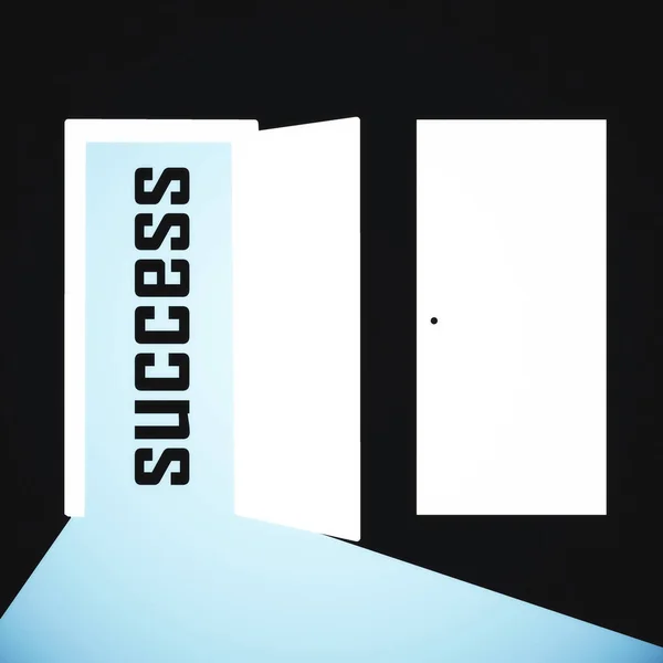 Streszczenie wnętrze z drzwi otwartych sukcesu. Koncepcja okazja. renderowania 3D — Zdjęcie stockowe