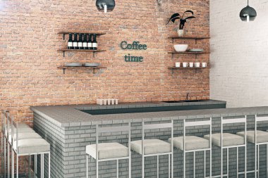 Kırmızı tuğla kahve bar