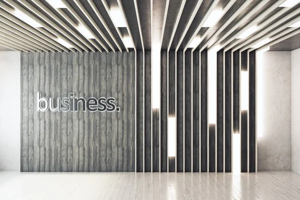 Современный интерьер с надписями на стене. Бизнес-концепция. 3D рендеринг — стоковое фото