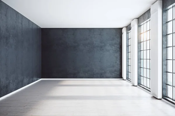Omöblerade svart interiör framsida — Stockfoto
