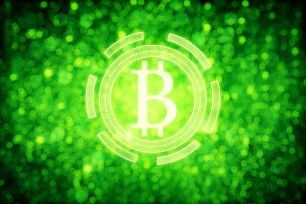 Зелений bitcoin значок — стокове фото