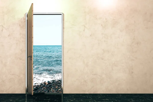 Door with seaside view — Stock Photo, Image