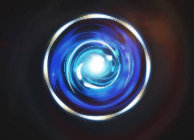 Dijital mavi düğmesi koyu arka plan üzerinde. Teknoloji kavramı. 3D render 