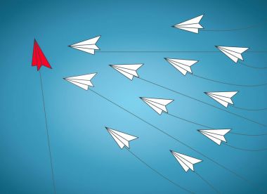 Kağıt uçaklar üzerinde mavi bakcground