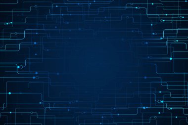 Soyut teknik mavi teknoloji arka plan veya zemin. İletişim, teknoloji ve İnovasyon kavramı. 3D render 