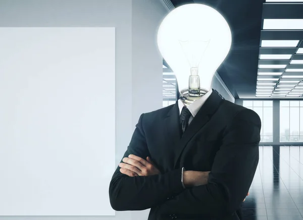 Lampa v čele podnikatel v úřadu — Stock fotografie