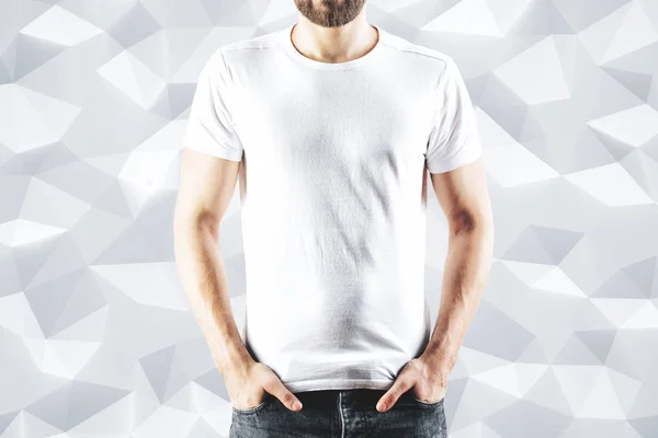 Male in blank white t-shirt — Stock Photo, Image