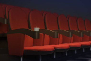 Kırmızı sinema koltukları satırı 