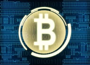 Yaratıcı dijital bitcoin zemin. Cryptocurrency kavramı. 3D render 
