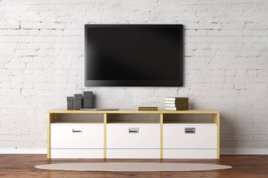 Oturma odası boş Tv ekran ile 