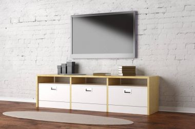 Oturma odası boş Tv ekranı ile 