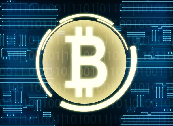 Kreatív digitális bitcoin hátteret. Cryptocurrency fogalom. 3D-leképezés — Stock Fotó