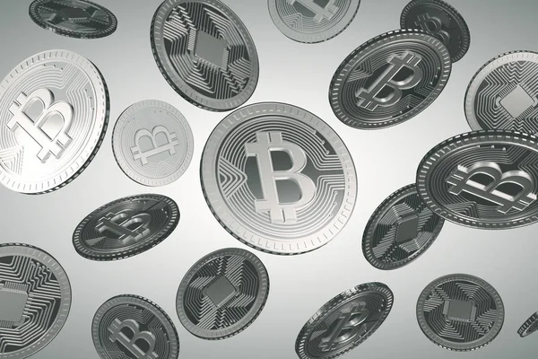 Падіння на Срібний bitcoins — стокове фото