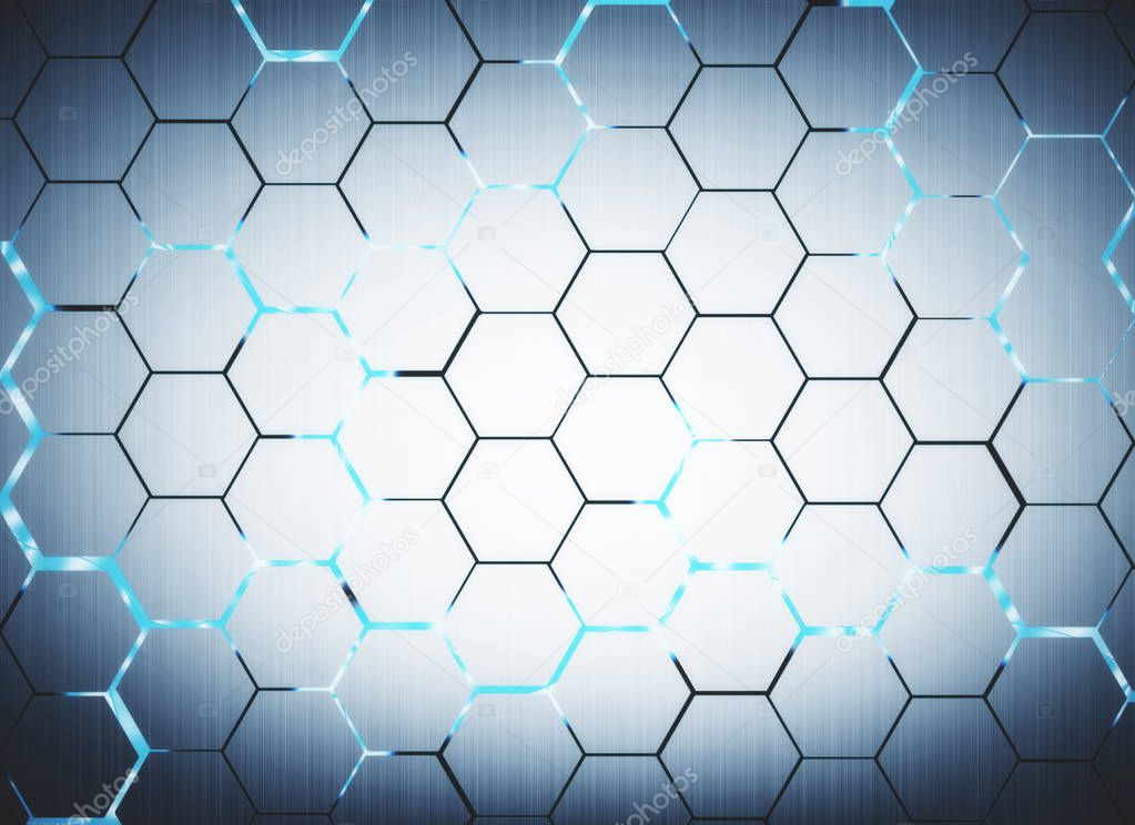 Creative hexagonal backdrop. Technology concept. 3D Rendering 