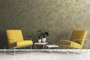 Boş duvar ile yaratıcı oturma odası 