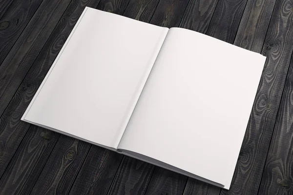 Clean white copybook on wooden desktop — Stock Photo, Image