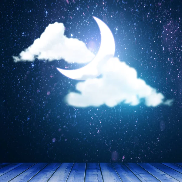 Escenario abstracto con nubes y luna. Concepto Performace — Foto de Stock