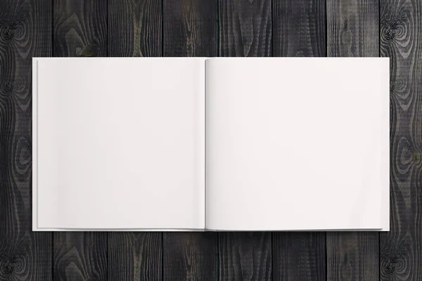 Blank white copybook on wooden desktop — Stock Photo, Image