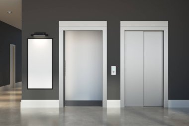 Asansör ve poster ön ile iç 