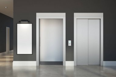 Asansör ve poster ön ile iç 