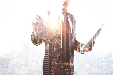 Multiexposure bir şey çizim işadamı 