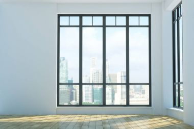 Şehir Manzaralı parlak mobilyasız iç 