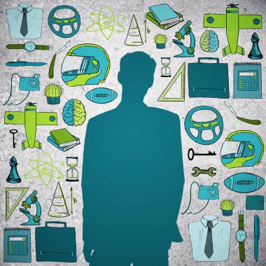 Siluet çizilmiş erkek malzeme ile 