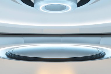 Soyut teleporter. Gelecekte, bilim kurgu kavramı. 3D render 