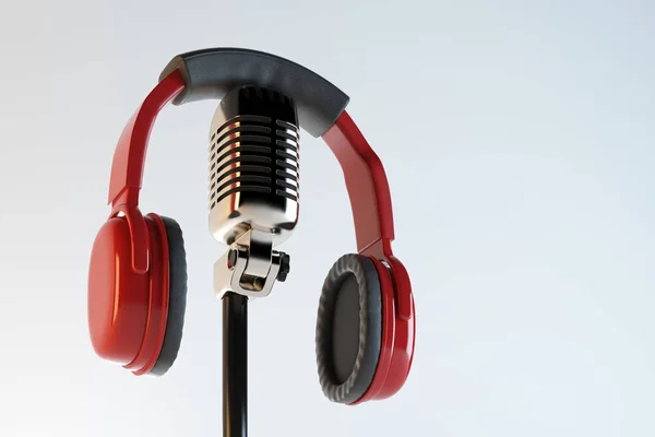 Fejhallgató és mikrofon, audio koncepciója — Stock Fotó