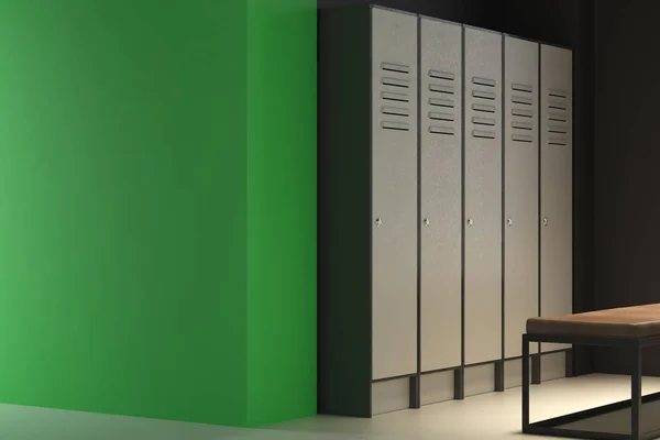 Contemporary green locker room with empty wall — Stock Photo, Image