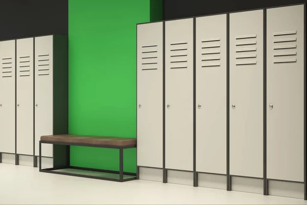 Modern green locker room with empty wall — Stock Photo, Image