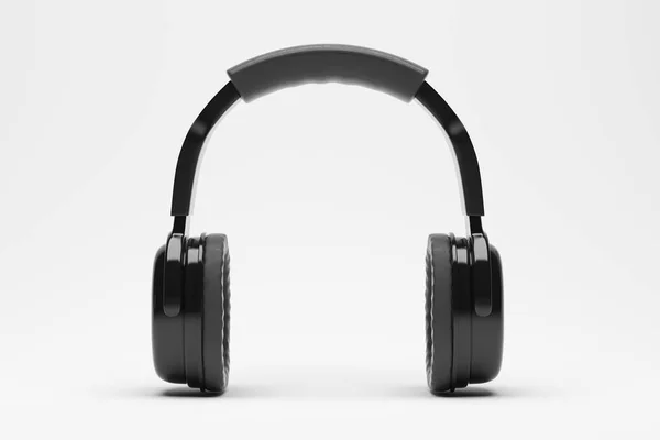 Fekete fejhallgató és fülhallgató-ra könnyű háttér. Audio koncepciója. 3D-leképezés — Stock Fotó
