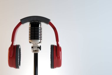 Kulaklık ve mikrofon, müzik konsepti 