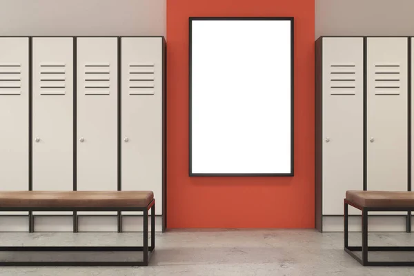 Contemporary green locker room with poster — Stock Photo, Image