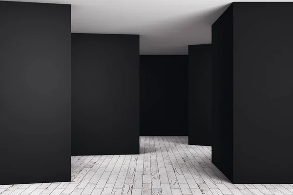 Moderní tmavý interiér s prázdnou zeď — Stock fotografie