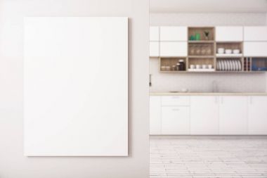 Yeni mutfak ile boş bayrak 